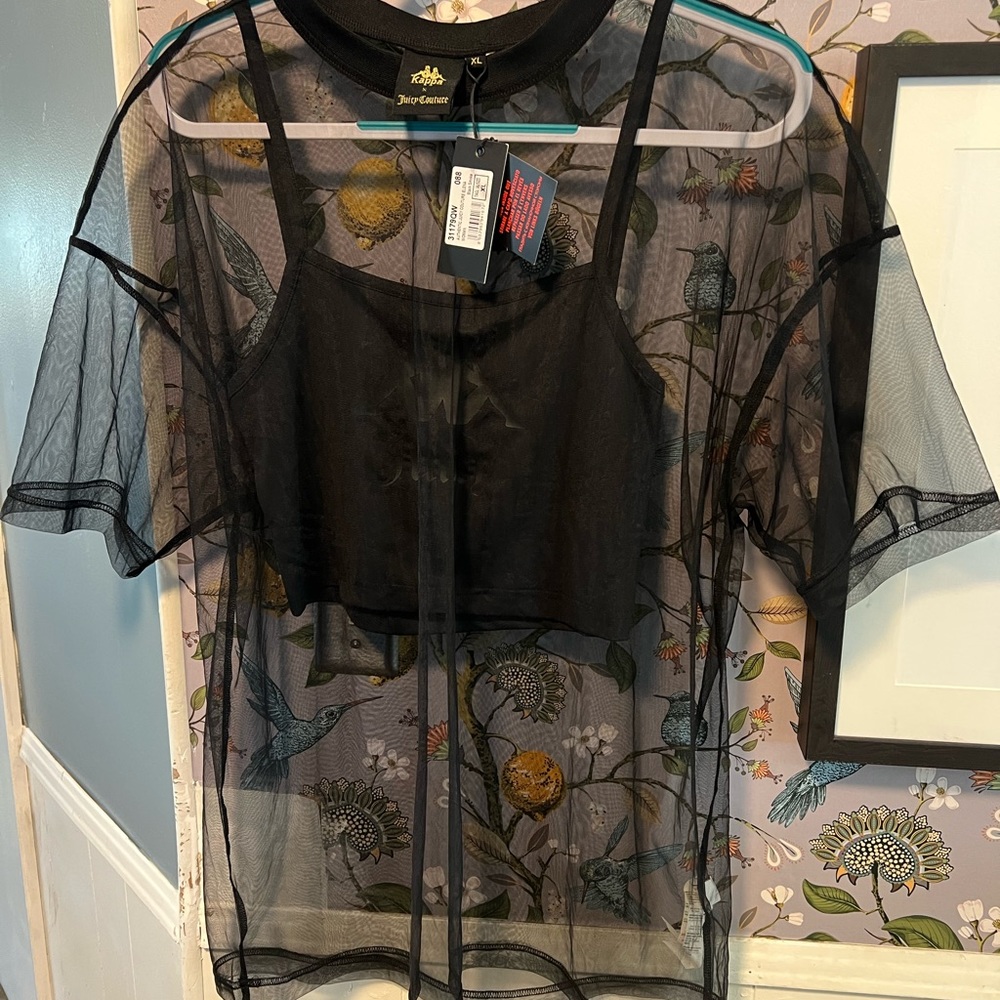 Juicy x Kappa Elena Mesh shirt w/attached crop top. New with Tags!
